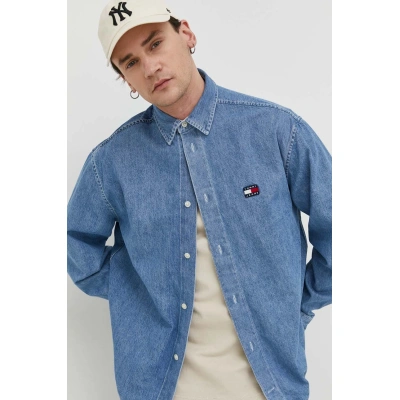 Džínová košile Tommy Jeans pánská, relaxed, s klasickým límcem